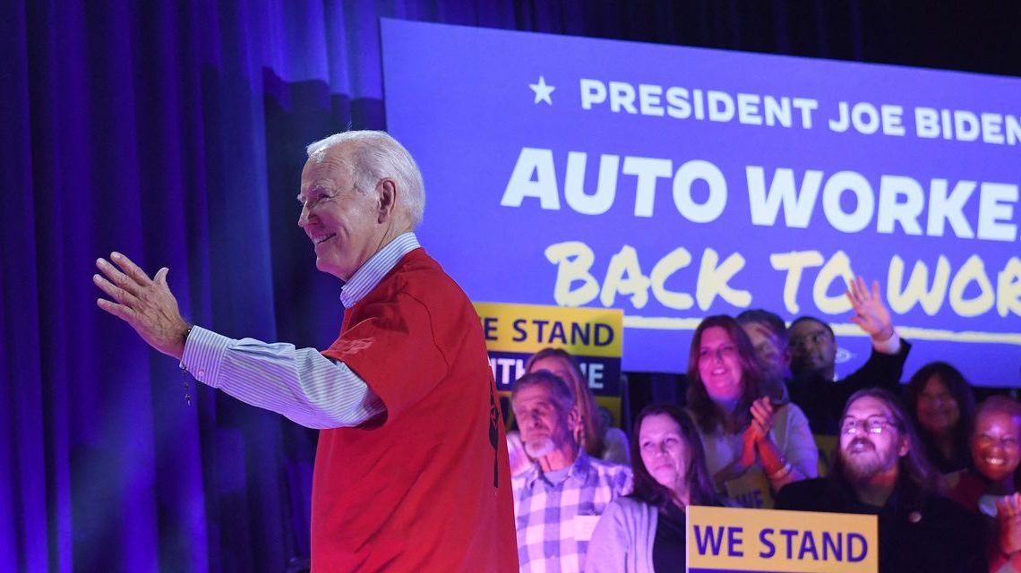 Biden says UAW’s deal with automakers proves Trump is wrong about EVs