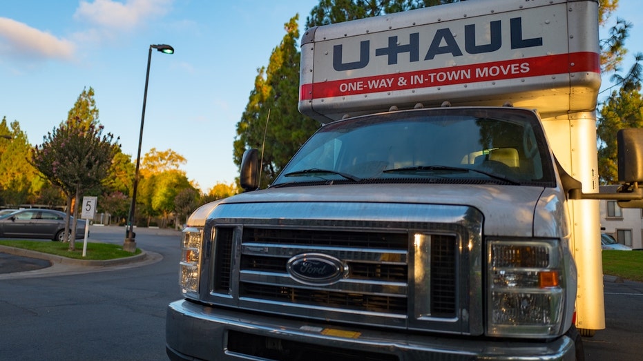 Parked U-Haul truck